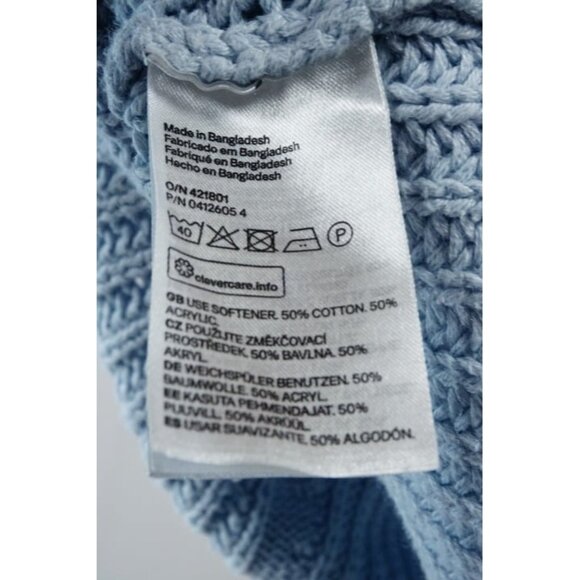 H&M Women's Sweater Light Blue Pullover Long Sleeve Chunky/Open Knit Size Medium - Picture 4 of 4
